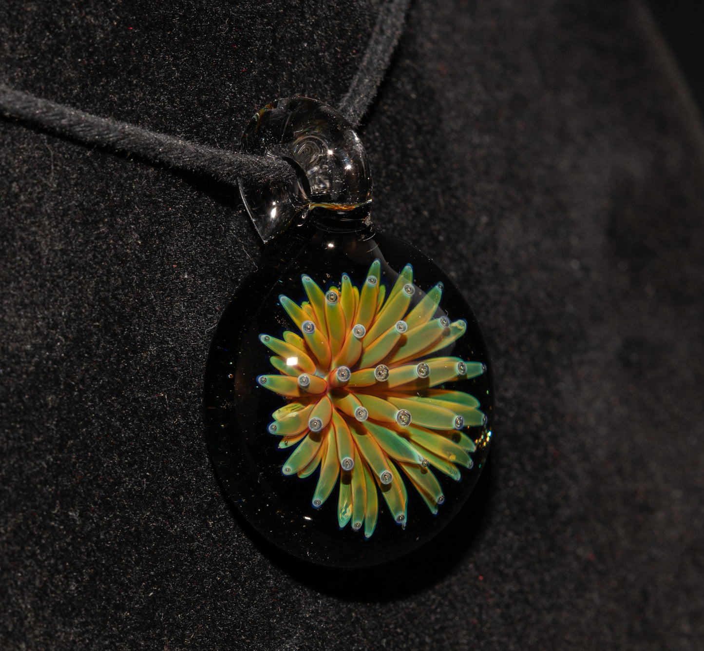 Implosion Star Pendant | Nebula Glass Necklace | Handcrafted Borosilicate Jewelry | Cosmic Black Back Design