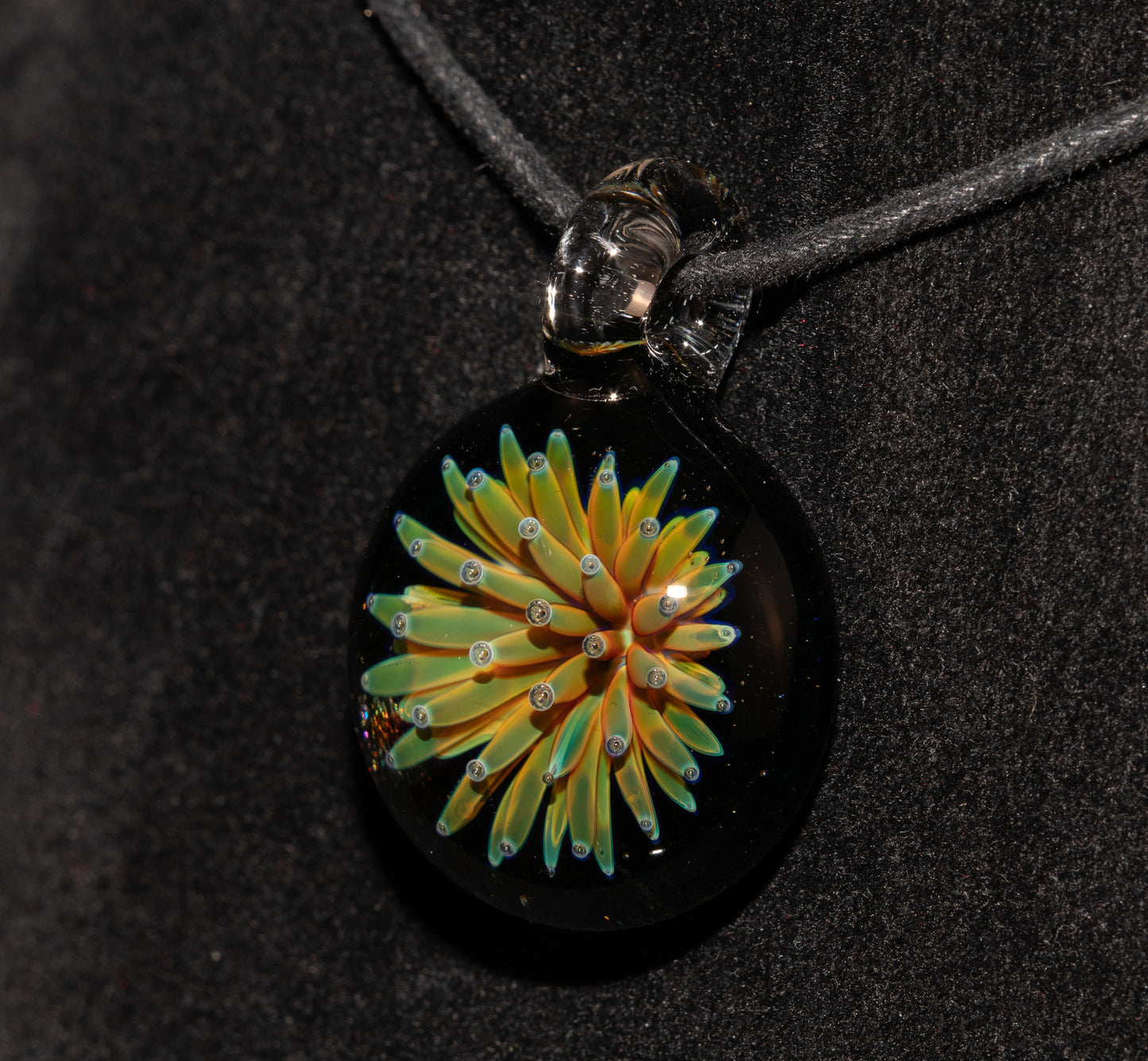 Implosion Star Pendant | Nebula Glass Necklace | Handcrafted Borosilicate Jewelry | Cosmic Black Back Design