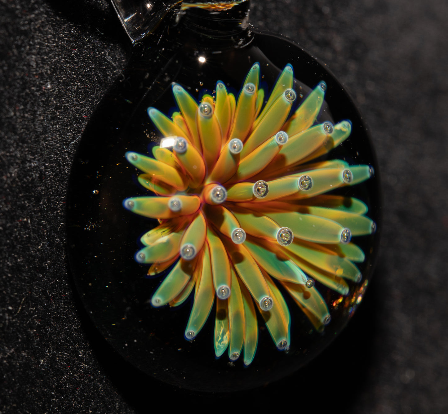 Implosion Star Pendant | Nebula Glass Necklace | Handcrafted Borosilicate Jewelry | Cosmic Black Back Design