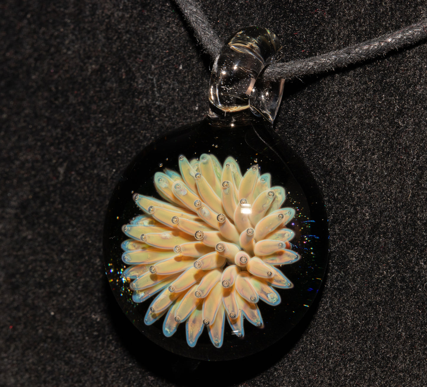 Geometric Star Glass Pendant | Nebula Implosion Necklace | Artisan Borosilicate Jewelry | Galaxy Backed Design