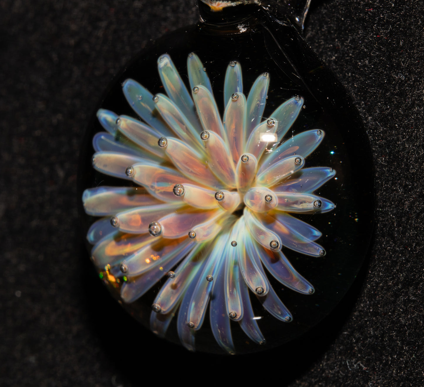 Implosion Star Pendant | Nebula Glass Necklace | Handcrafted Borosilicate Jewelry | Cosmic Black Back Design