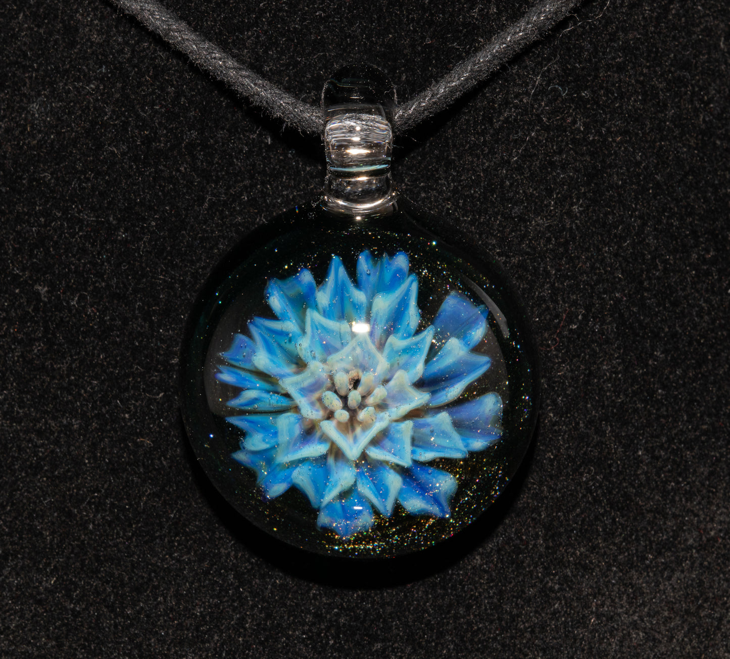 Handmade Borosilicate Glass Floral Dahlia Necklace | Artisan Pendant Jewelry