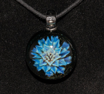 Handmade Borosilicate Glass Floral Dahlia Necklace | Artisan Pendant Jewelry
