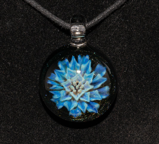 Handmade Borosilicate Glass Floral Dahlia Necklace | Artisan Pendant Jewelry