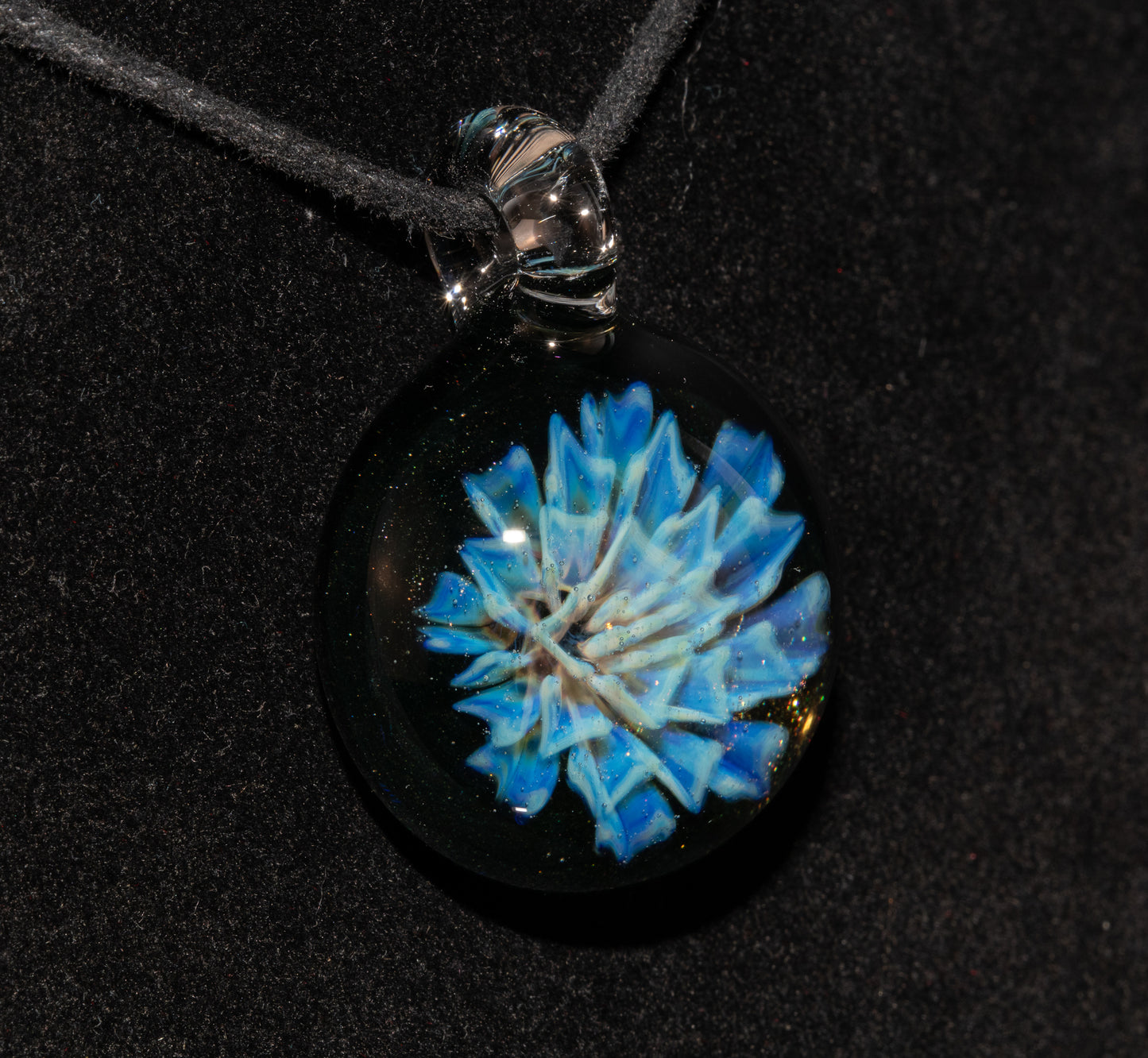 Handmade Borosilicate Glass Floral Dahlia Necklace | Artisan Pendant Jewelry