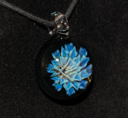 Handmade Borosilicate Glass Floral Dahlia Necklace | Artisan Pendant Jewelry