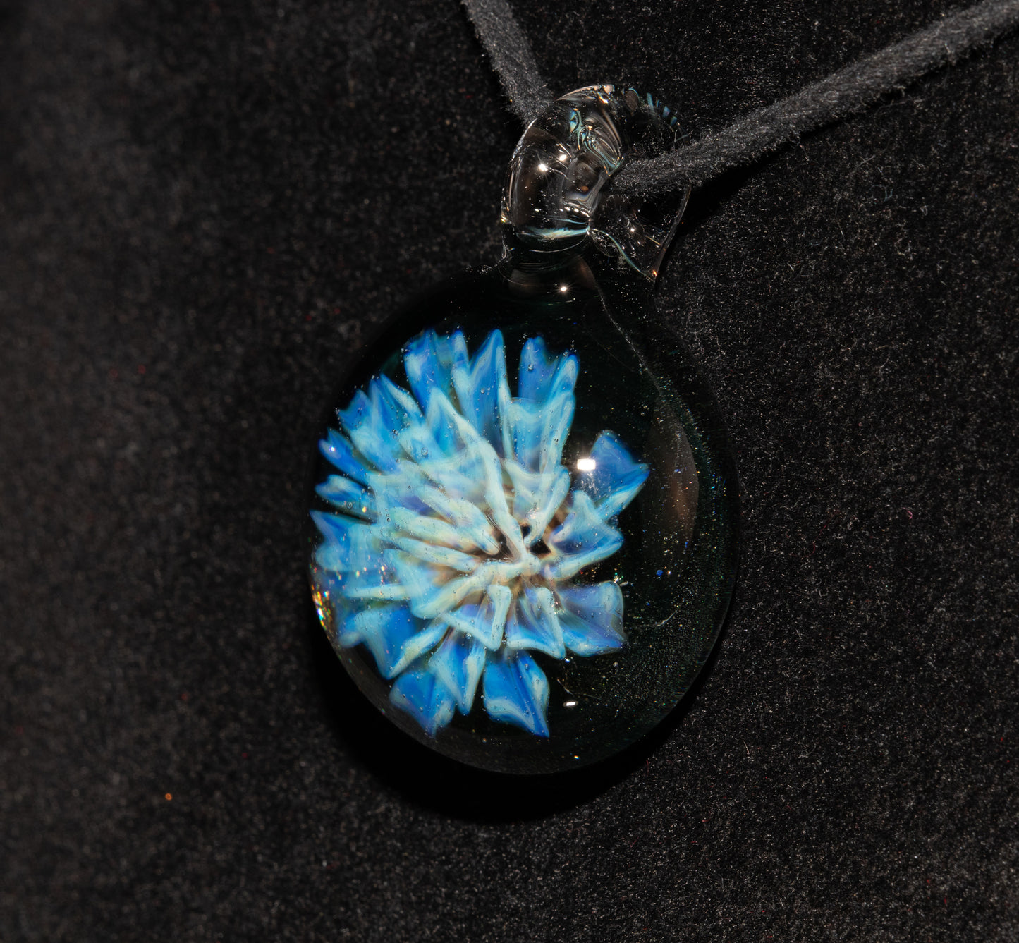 Handmade Borosilicate Glass Floral Dahlia Necklace | Artisan Pendant Jewelry