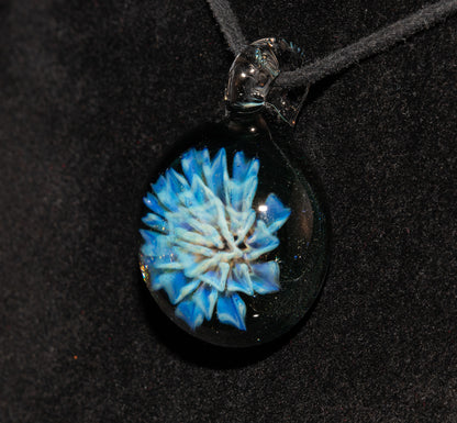 Handmade Borosilicate Glass Floral Dahlia Necklace | Artisan Pendant Jewelry