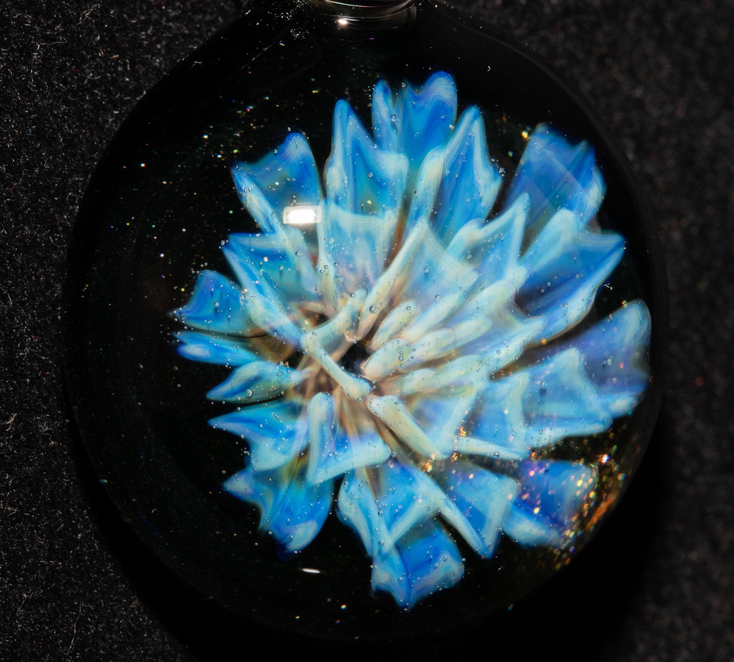 Handmade Borosilicate Glass Floral Dahlia Necklace | Artisan Pendant Jewelry