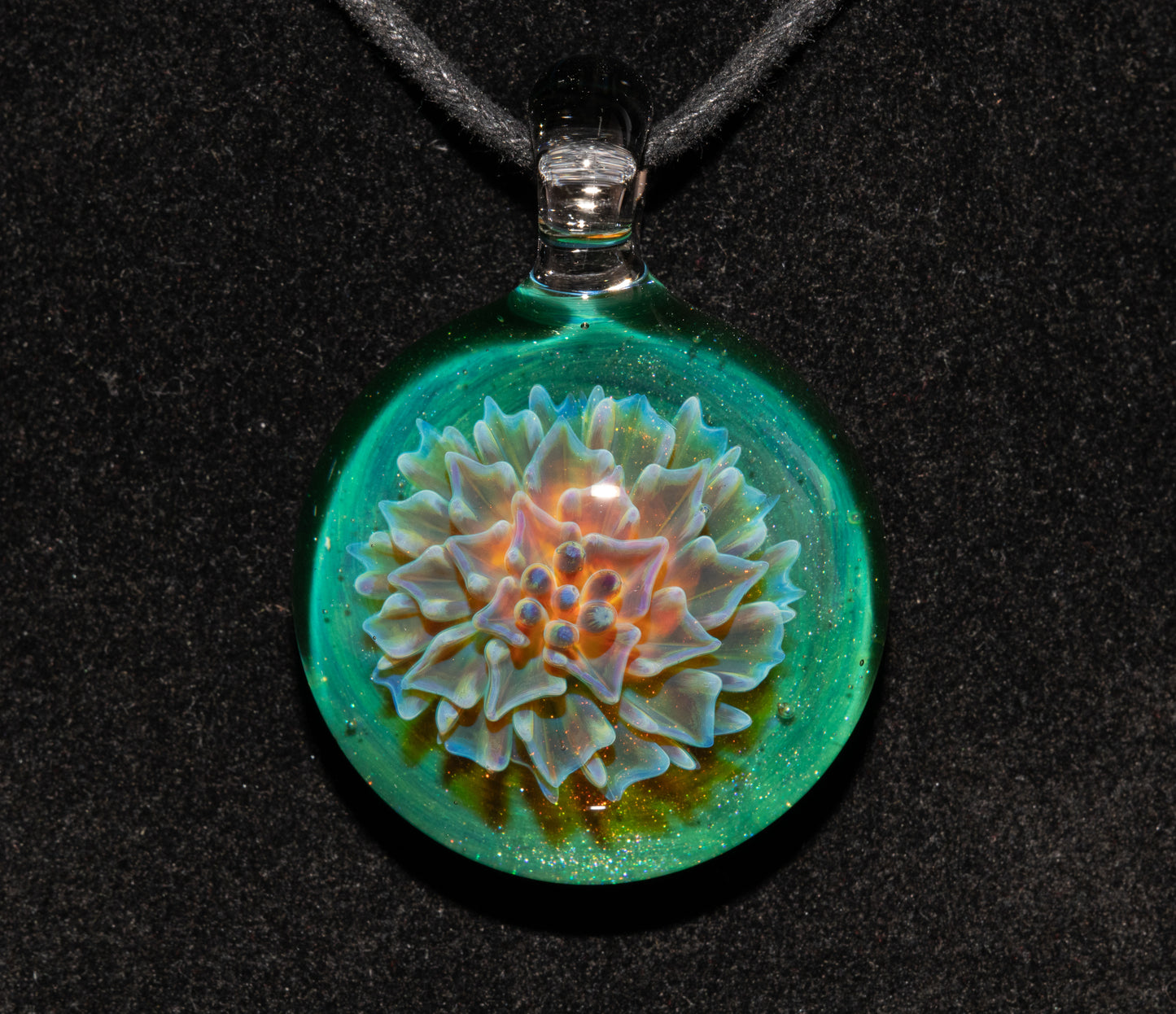 Glass Dahlia Flower Pendant Necklace | Handmade Borosilicate | Floral Jewelry