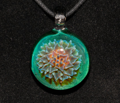 Glass Dahlia Flower Pendant Necklace | Handmade Borosilicate | Floral Jewelry