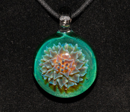 Glass Dahlia Flower Pendant Necklace | Handmade Borosilicate | Floral Jewelry
