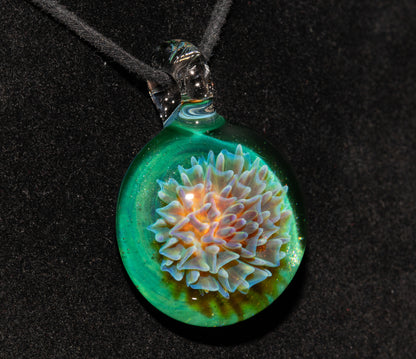Glass Dahlia Flower Pendant Necklace | Handmade Borosilicate | Floral Jewelry