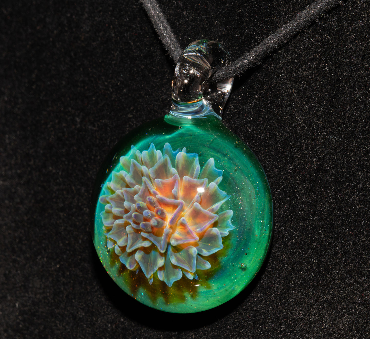 Glass Dahlia Flower Pendant Necklace | Handmade Borosilicate | Floral Jewelry