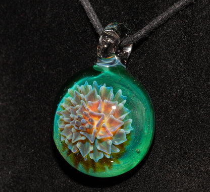 Glass Dahlia Flower Pendant Necklace | Handmade Borosilicate | Floral Jewelry