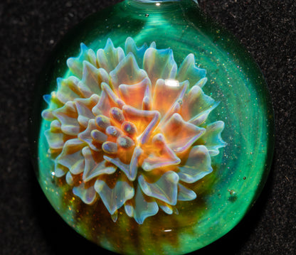 Glass Dahlia Flower Pendant Necklace | Handmade Borosilicate | Floral Jewelry