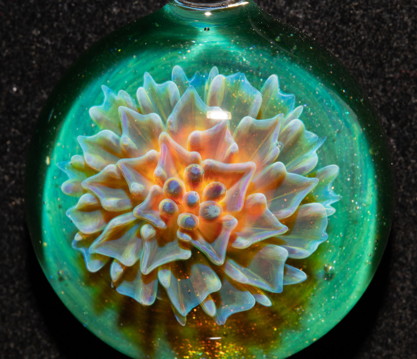 Glass Dahlia Flower Pendant Necklace | Handmade Borosilicate | Floral Jewelry