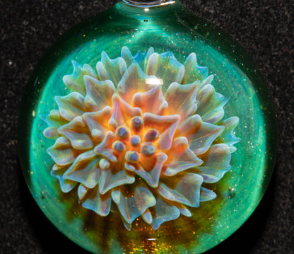 Glass Dahlia Flower Pendant Necklace | Handmade Borosilicate | Floral Jewelry