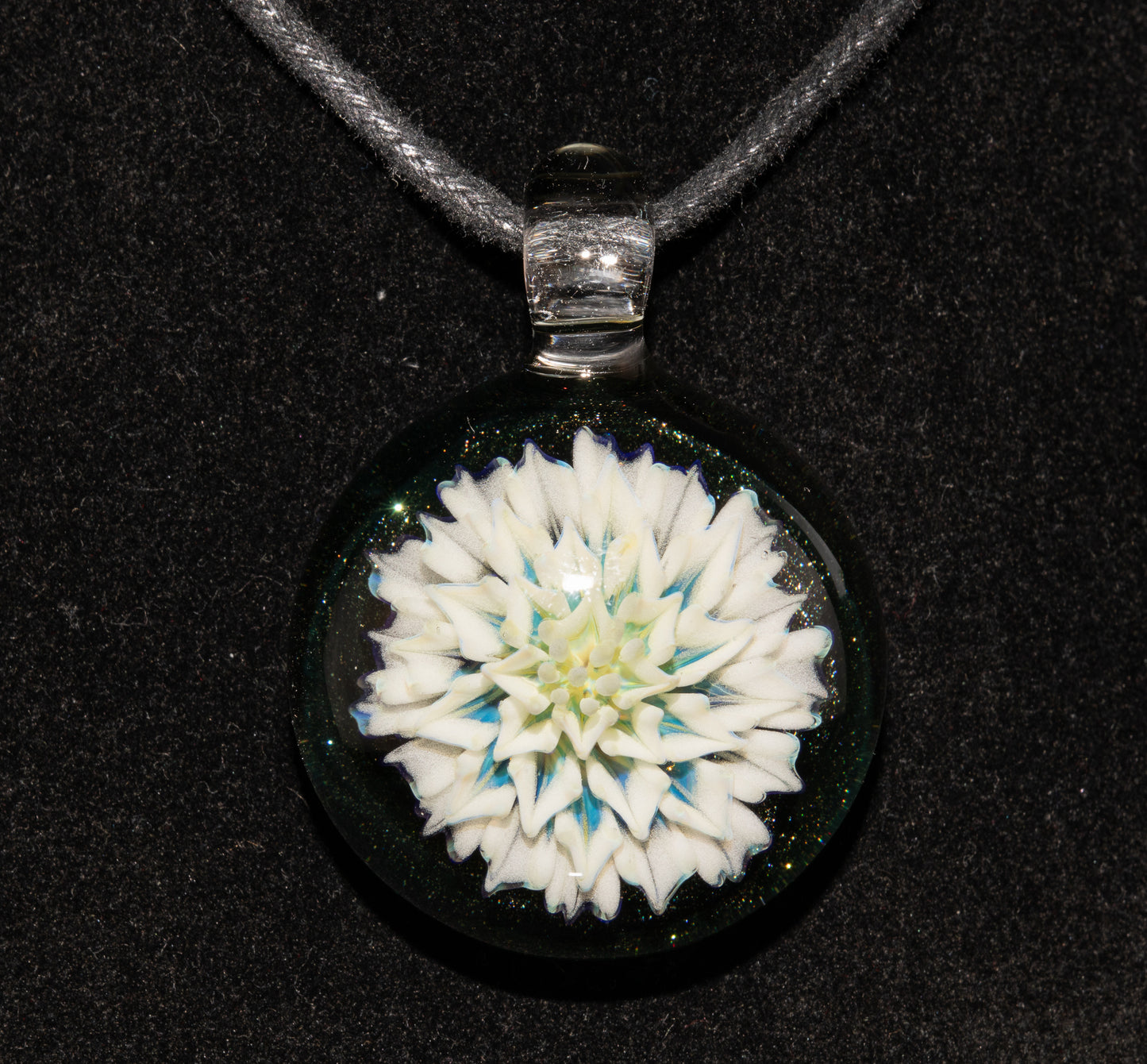 Borosilicate Handmade Glass Dahlia Necklace | Flower Pendant | Artisan Jewelry