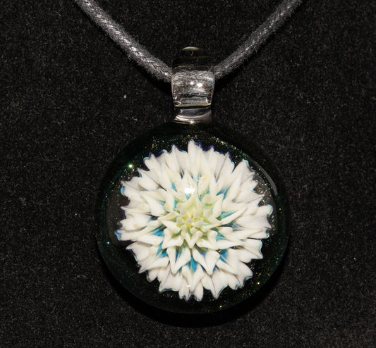 Borosilicate Handmade Glass Dahlia Necklace | Flower Pendant | Artisan Jewelry