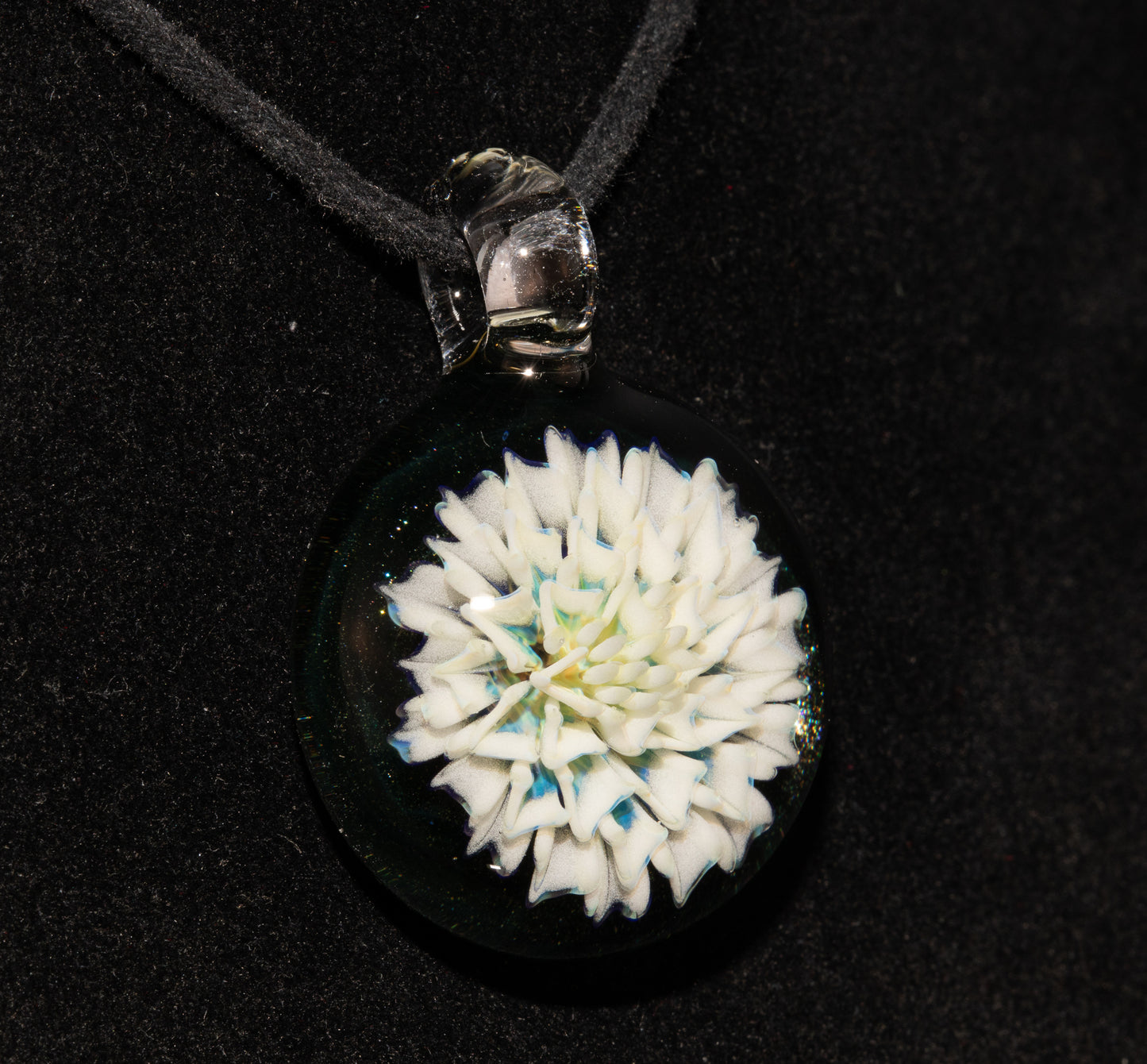 Borosilicate Handmade Glass Dahlia Necklace | Flower Pendant | Artisan Jewelry