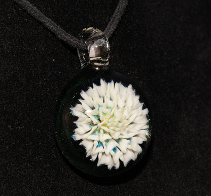 Borosilicate Handmade Glass Dahlia Necklace | Flower Pendant | Artisan Jewelry