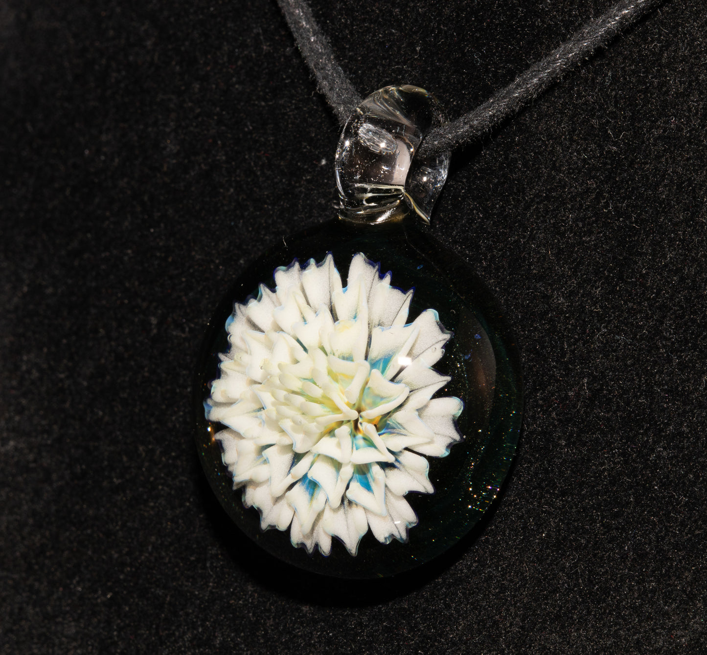 Borosilicate Handmade Glass Dahlia Necklace | Flower Pendant | Artisan Jewelry