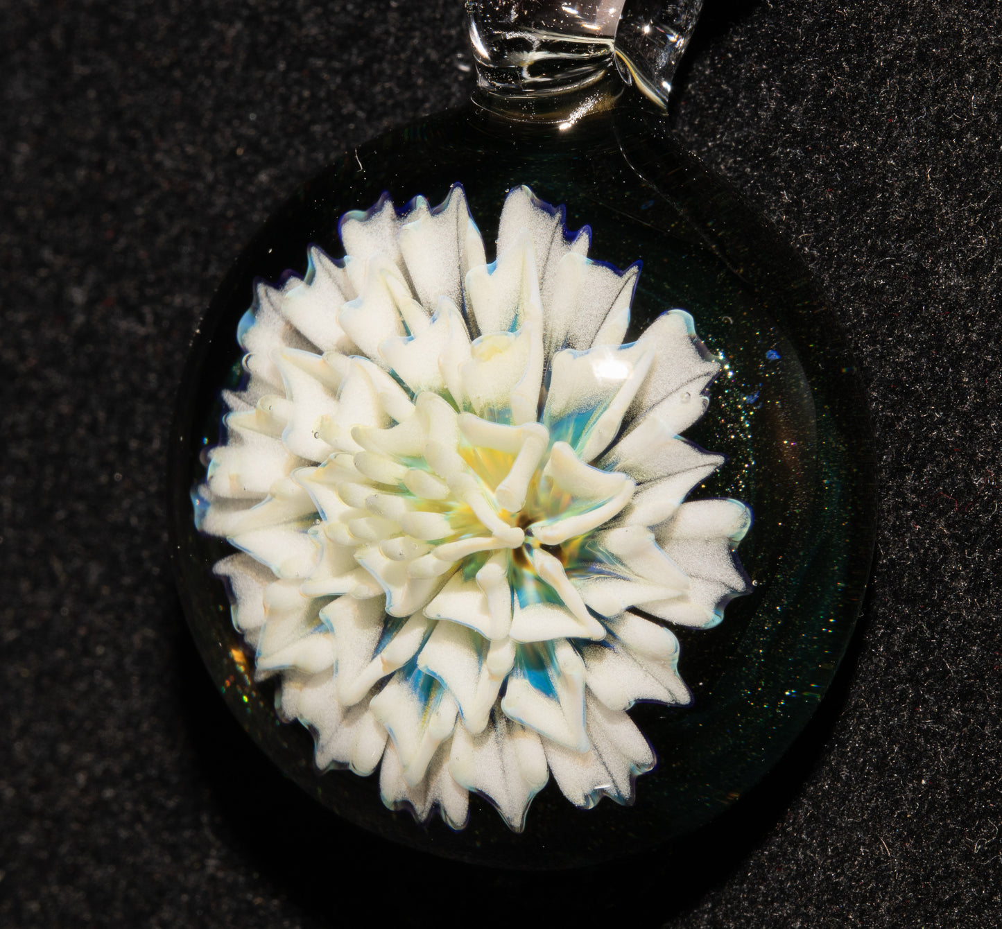 Borosilicate Handmade Glass Dahlia Necklace | Flower Pendant | Artisan Jewelry