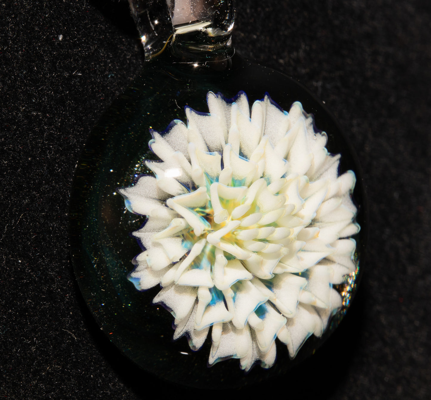 Borosilicate Handmade Glass Dahlia Necklace | Flower Pendant | Artisan Jewelry