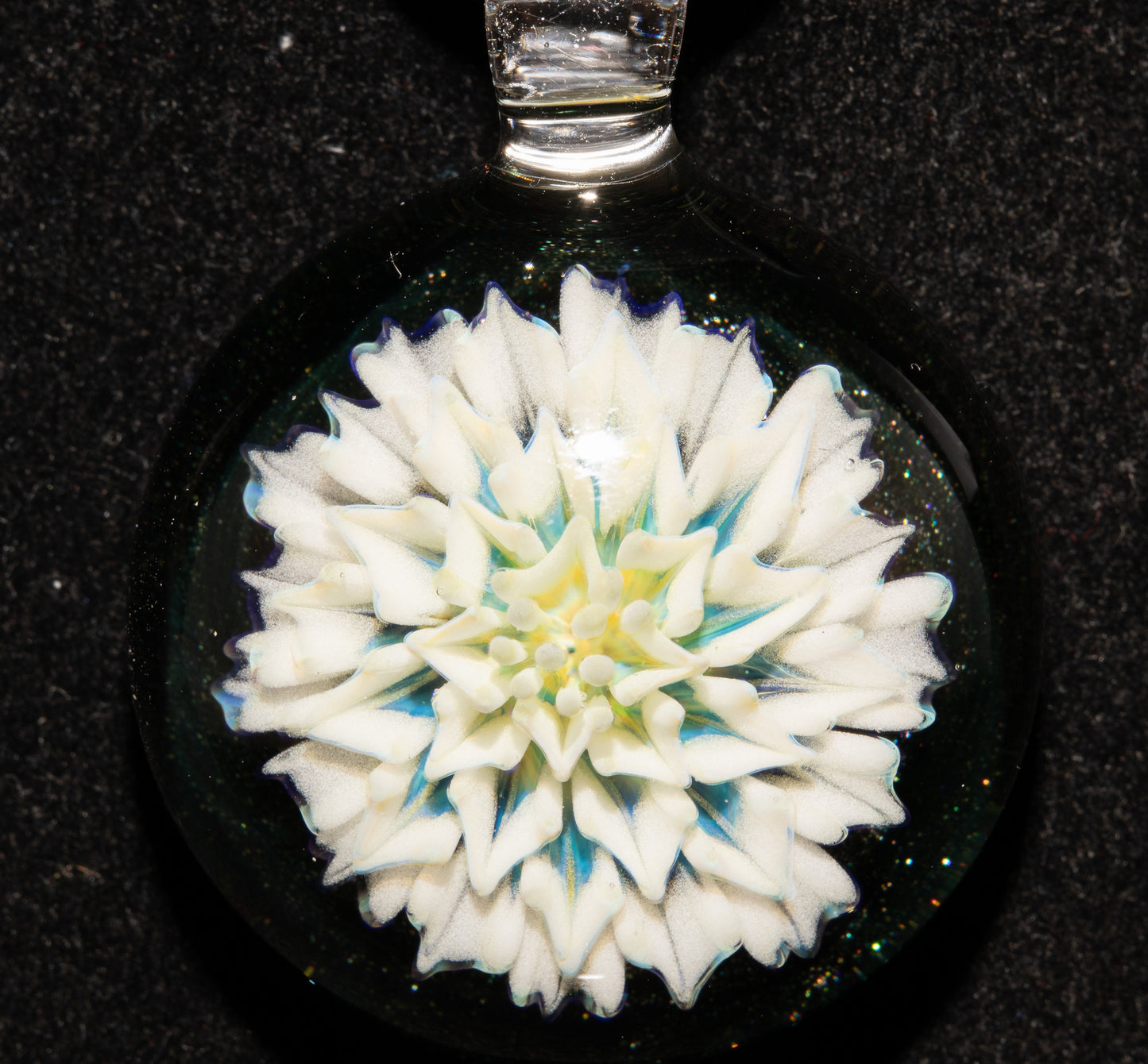 Borosilicate Handmade Glass Dahlia Necklace | Flower Pendant | Artisan Jewelry