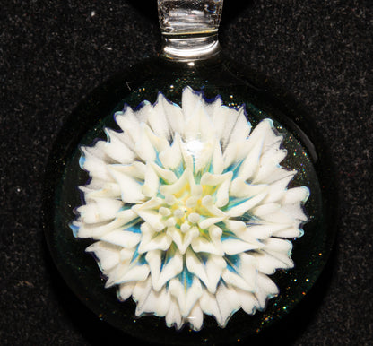 Borosilicate Handmade Glass Dahlia Necklace | Flower Pendant | Artisan Jewelry
