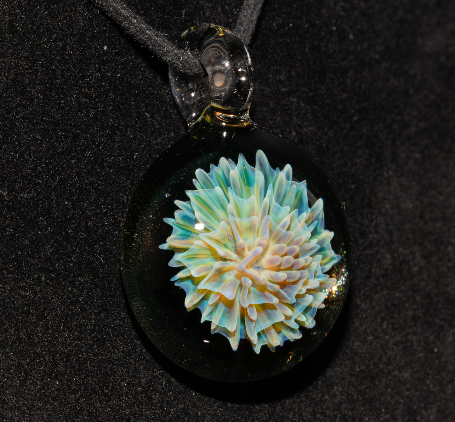 Handmade Floral Glass Necklace | Borosilicate Dahlia Pendant | Botanical Jewelry