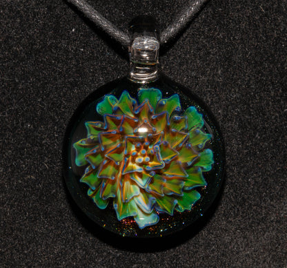 Handmade Borosilicate Floral Glass Necklace | Dahlia Pendant | Artisan Jewelry