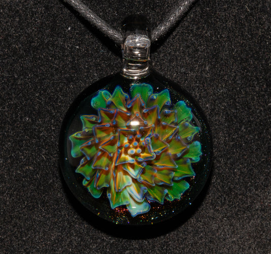 Handmade Borosilicate Floral Glass Necklace | Dahlia Pendant | Artisan Jewelry