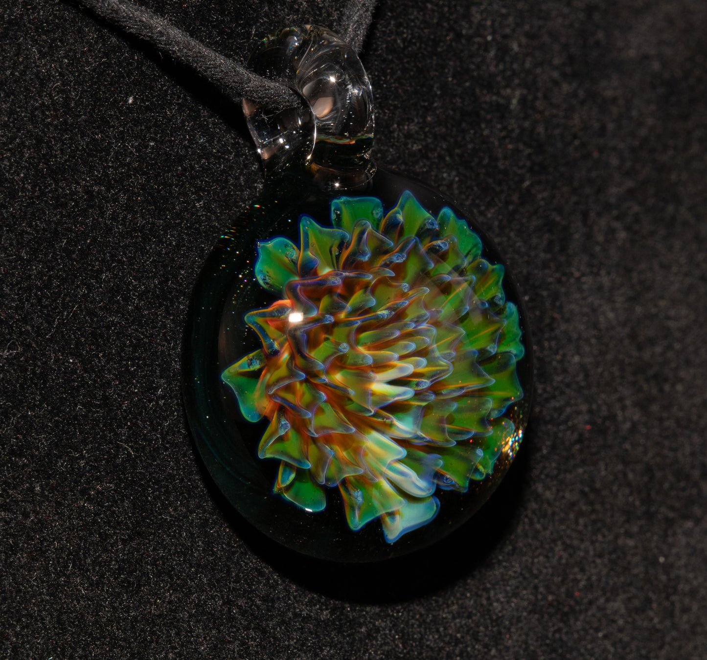 Handmade Borosilicate Floral Glass Necklace | Dahlia Pendant | Artisan Jewelry