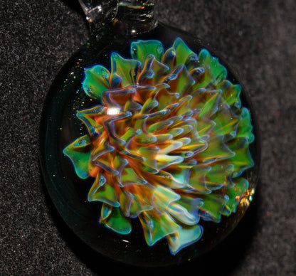 Handmade Borosilicate Floral Glass Necklace | Dahlia Pendant | Artisan Jewelry
