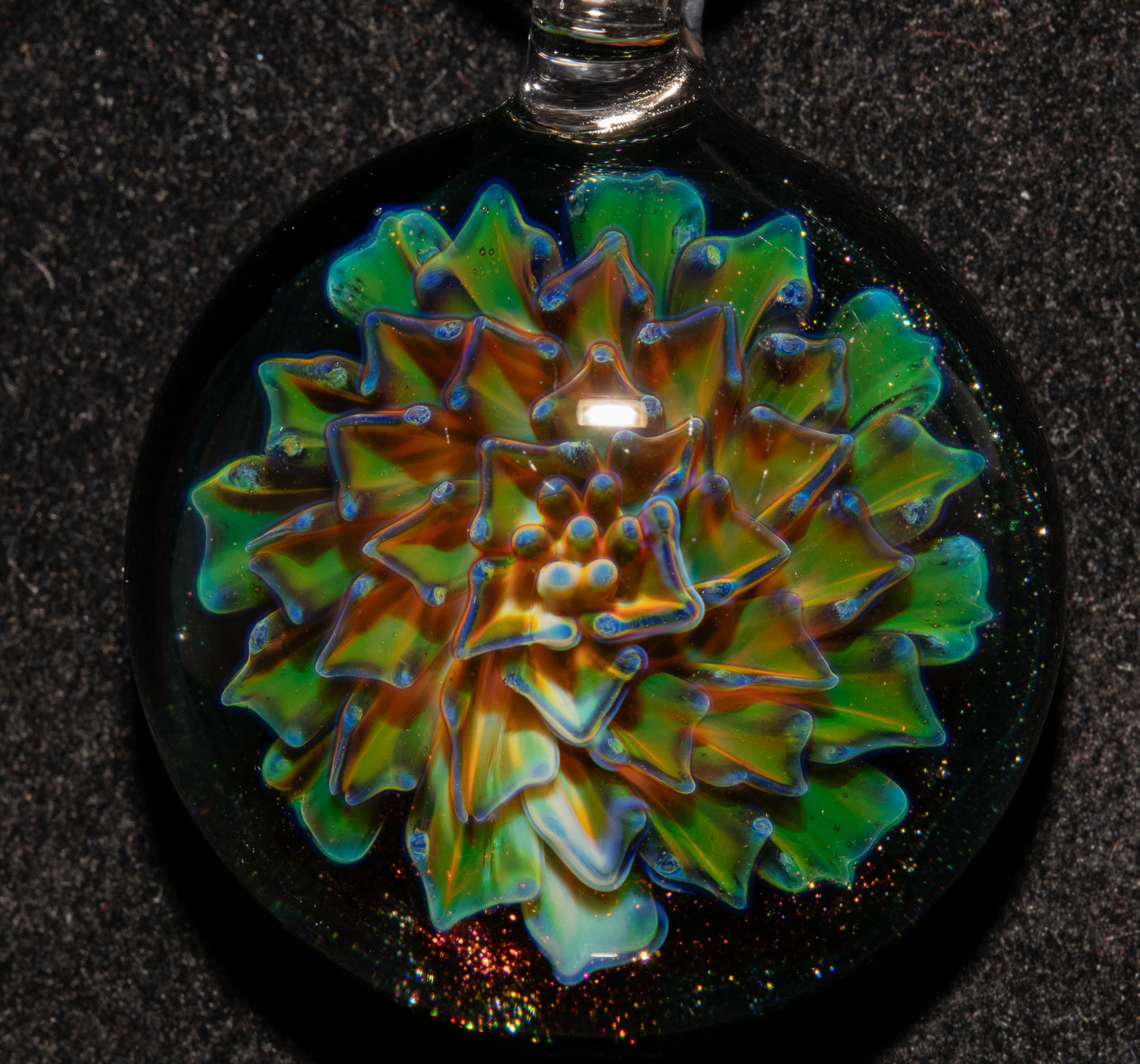 Handmade Borosilicate Floral Glass Necklace | Dahlia Pendant | Artisan Jewelry