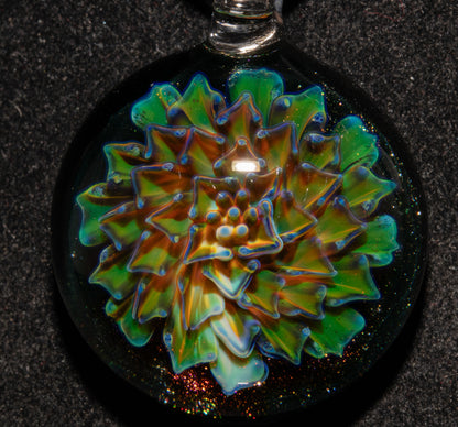 Handmade Borosilicate Floral Glass Necklace | Dahlia Pendant | Artisan Jewelry