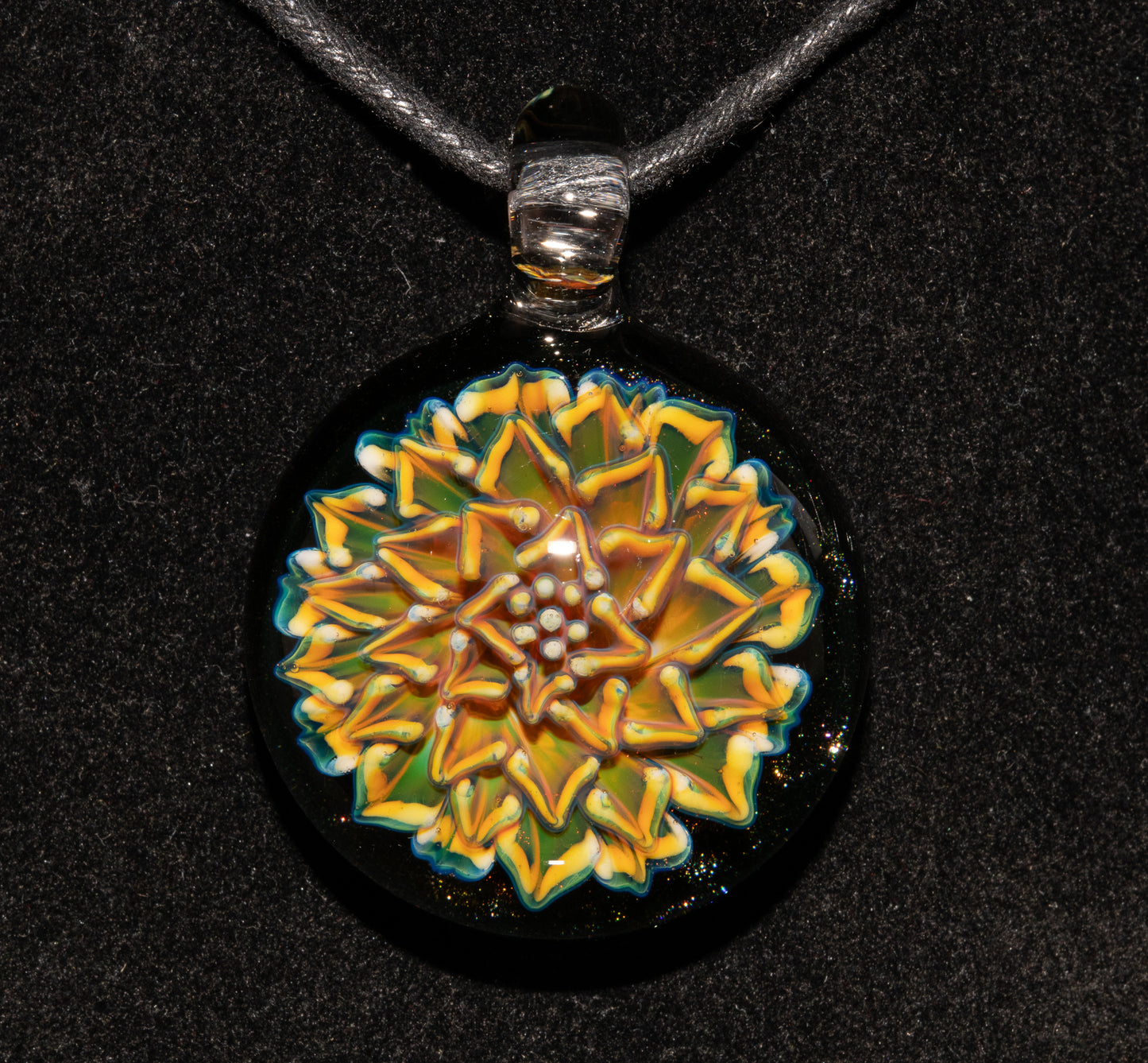 Borosilicate Glass Floral Dahlia Necklace | Handmade Pendant | Botanical Jewelry