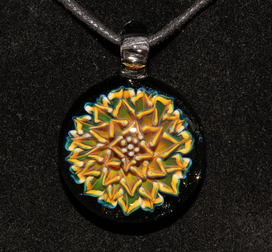 Borosilicate Glass Floral Dahlia Necklace | Handmade Pendant | Botanical Jewelry