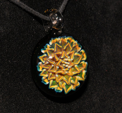 Borosilicate Glass Floral Dahlia Necklace | Handmade Pendant | Botanical Jewelry