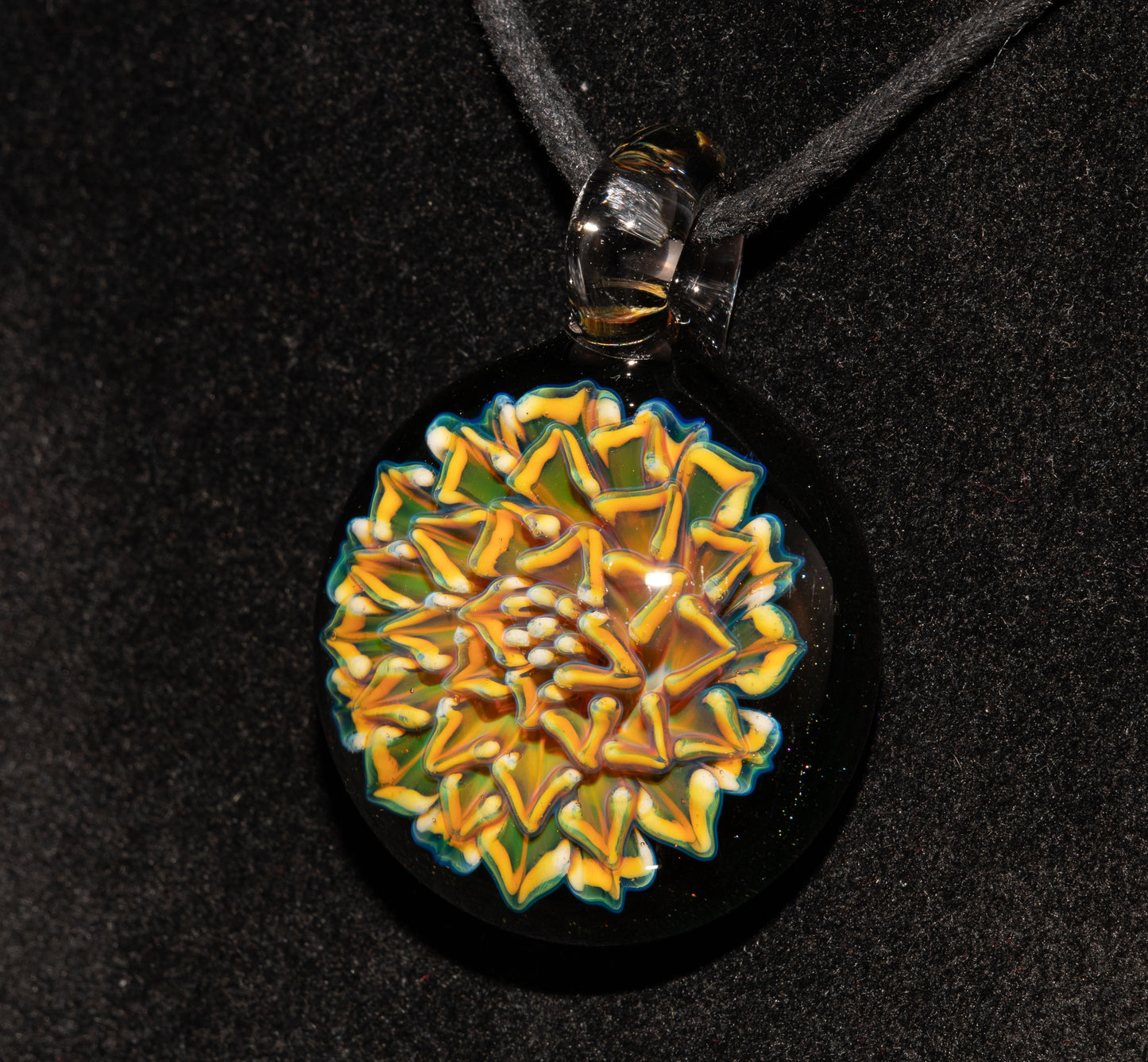 Borosilicate Glass Floral Dahlia Necklace | Handmade Pendant | Botanical Jewelry