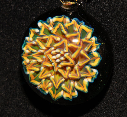 Borosilicate Glass Floral Dahlia Necklace | Handmade Pendant | Botanical Jewelry