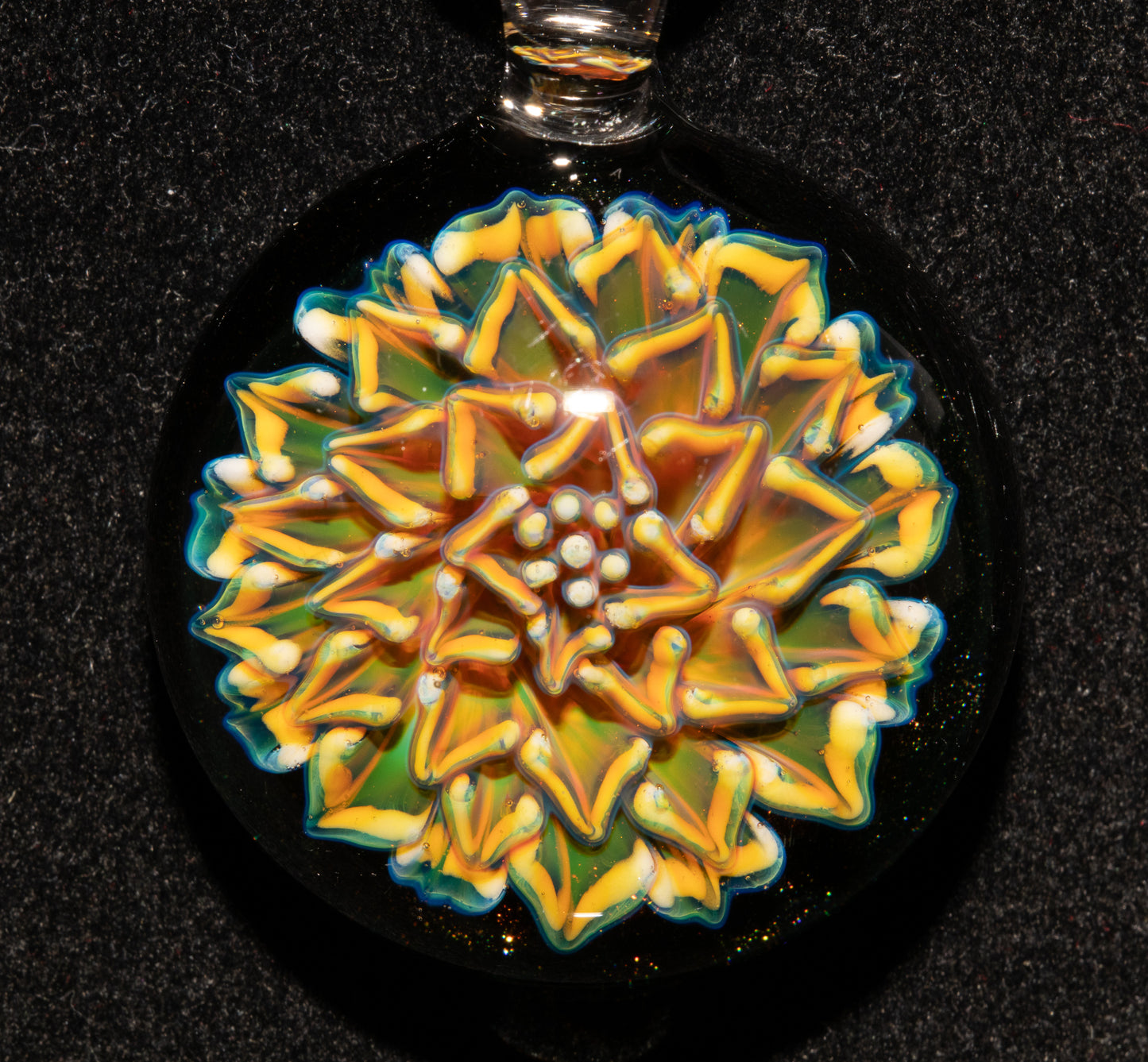 Borosilicate Glass Floral Dahlia Necklace | Handmade Pendant | Botanical Jewelry