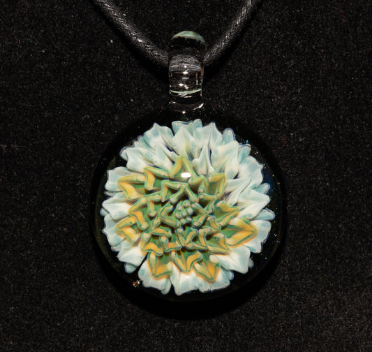 Borosilicate Dahlia Flower Necklace | Handmade Glass Pendant | Nature Jewelry