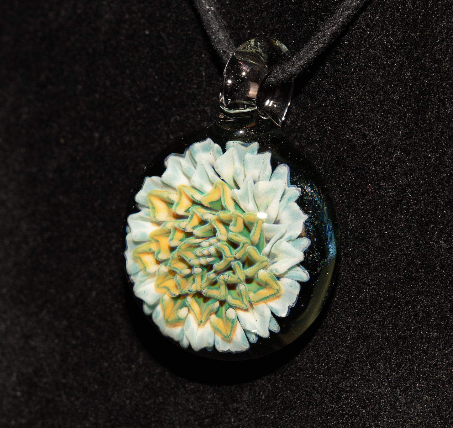 Borosilicate Dahlia Flower Necklace | Handmade Glass Pendant | Nature Jewelry