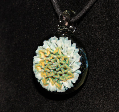 Borosilicate Dahlia Flower Necklace | Handmade Glass Pendant | Nature Jewelry