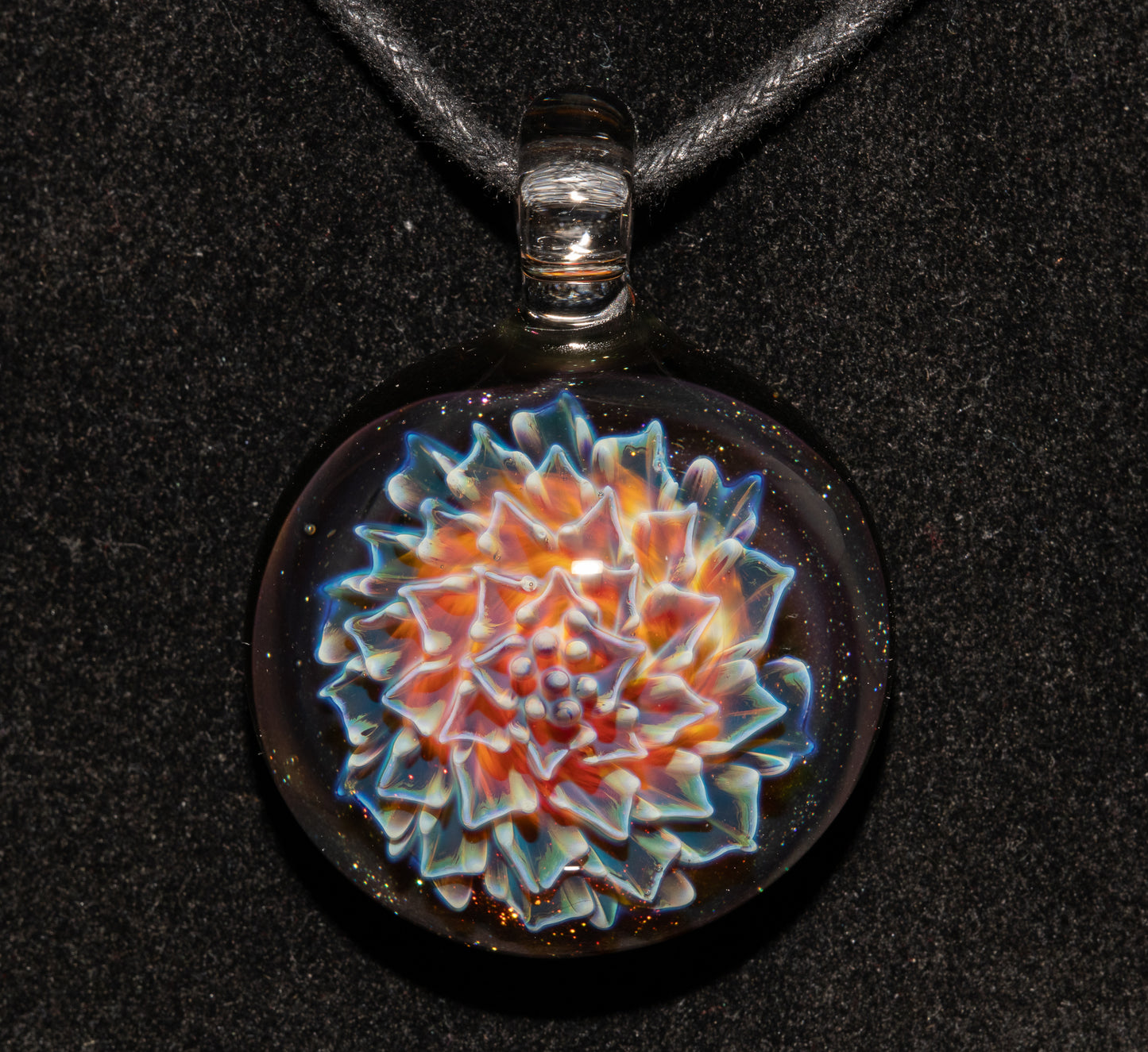 Handmade Borosilicate Glass Dahlia Necklace | Floral Flower Pendant | Artisan Jewelry