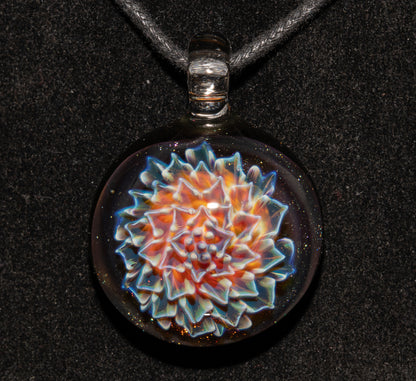 Handmade Borosilicate Glass Dahlia Necklace | Floral Flower Pendant | Artisan Jewelry