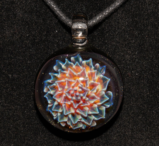 Handmade Borosilicate Glass Dahlia Necklace | Floral Flower Pendant | Artisan Jewelry